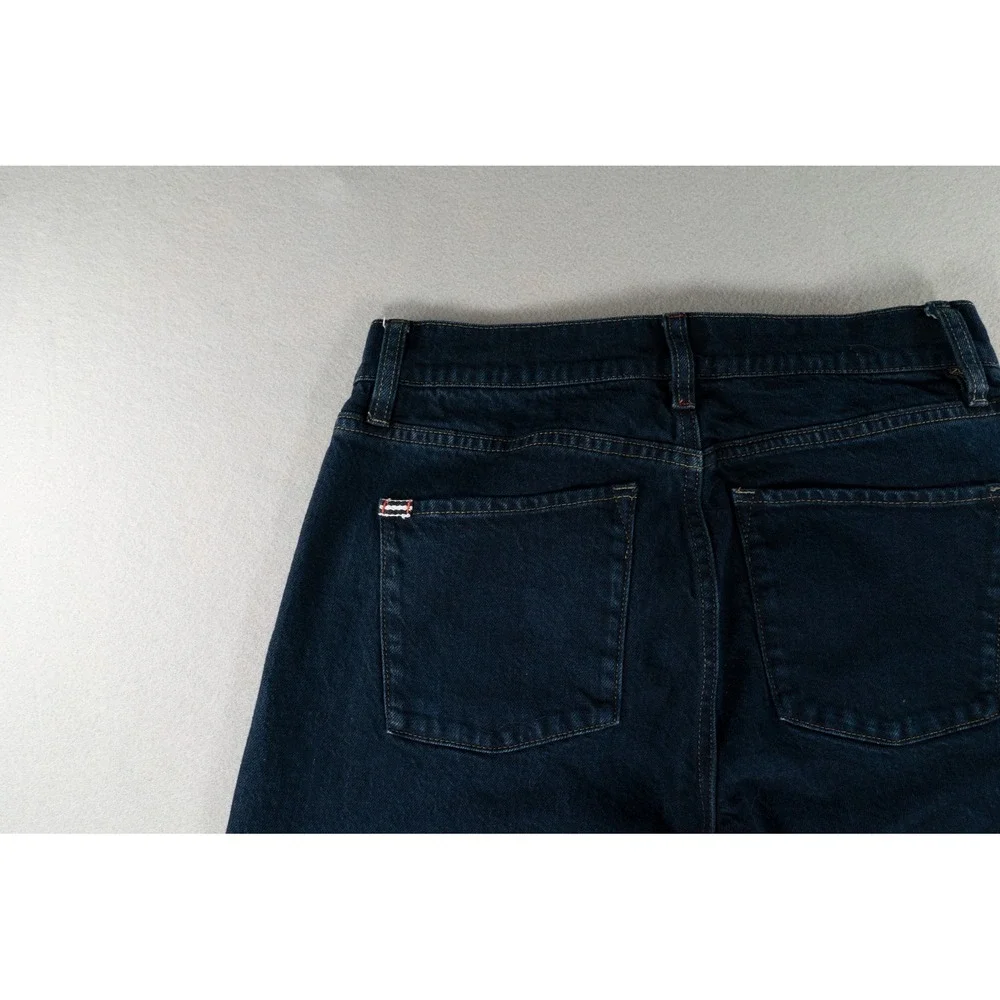 Alice + Olivia Trish Mid Rise Baggy Jeans Dark Rinse Wide Leg Cuff Denim 27